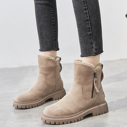 Dameslaarzen Suède Bontvoering Winterlaarzen Warm Comfortabel Elegante Winterschoenen Gevoerd Winter Dames | Sansoti