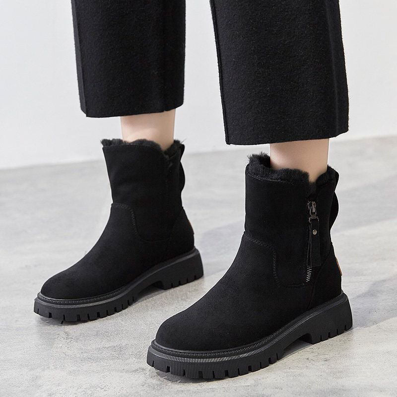 Dameslaarzen Suède Bontvoering Winterlaarzen Warm Comfortabel Elegante Winterschoenen Gevoerd Winter Dames | Sansoti