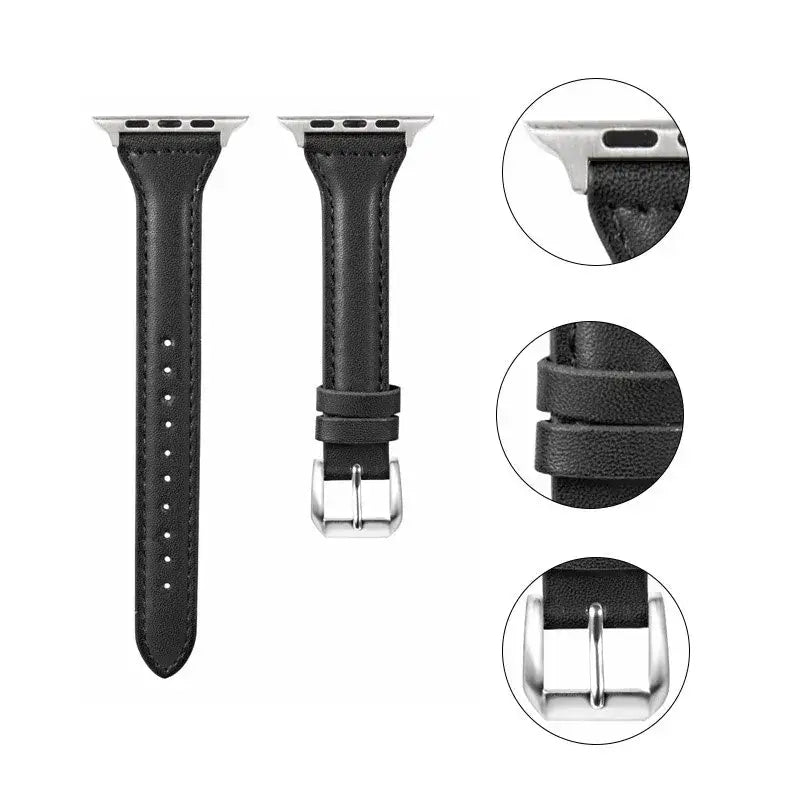 Bracelet de montre en cuir pour smartwatch, universel et réglable, 38-49 mm, bracelet haut de gamme au design sportif | Sansoti