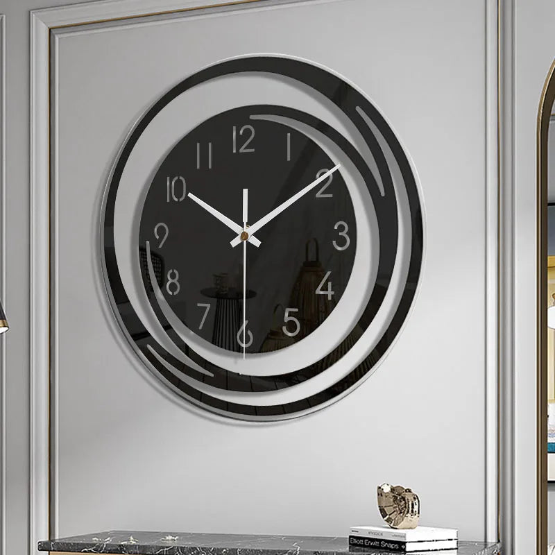 Wandklok Zwart Acryl - Modern Geometrisch Design - Stil Mechanisme - Scandinavisch Tijdloze Elegantie | Sansoti
