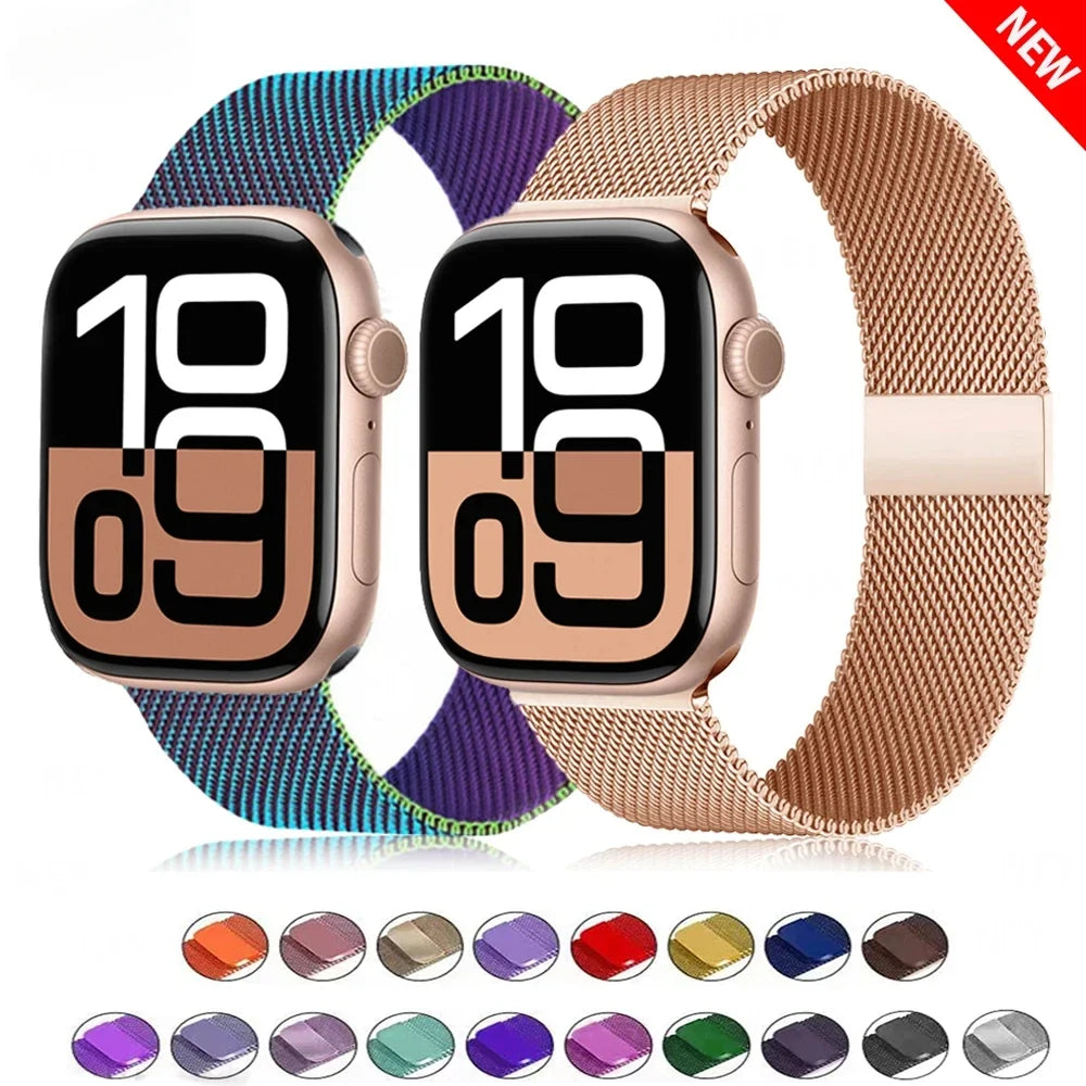 Milanaise-Mesh-Uhrenarmband Edelstahl Verstellbarer Magnetverschluss Smartwatch 38-49 mm Armband-Zubehör | Sansoti