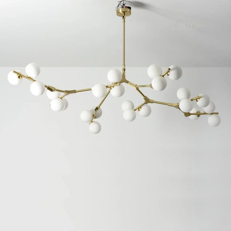 Hanglamp Takkenstructuur Mat Glas Goud Zwart G4 LED Woonkamer Eetkamer Scandinavisch Modern 12 18 24 Bollen | Sansoti
