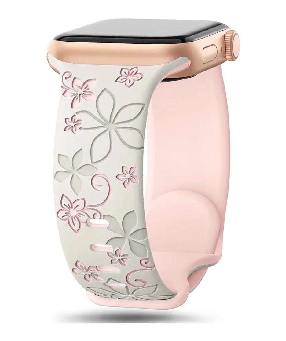 Silikonarmband für Smartwatch mit Blumenmuster, verstellbar, sportlich, komfortabel, für den täglichen Gebrauch | Sansoti