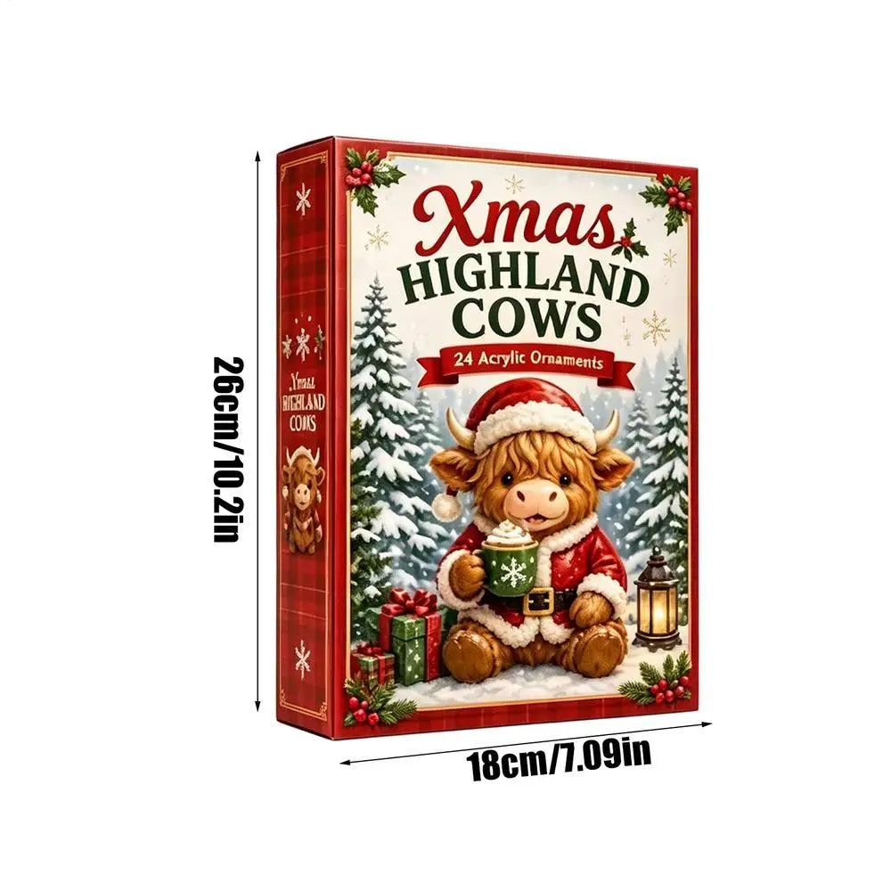 Adventskalender met 24 Koeien Ornamenten Kerst Countdown Decoratie Hangertjes voor Kerstboom Thuis Feestdagen | Sansoti