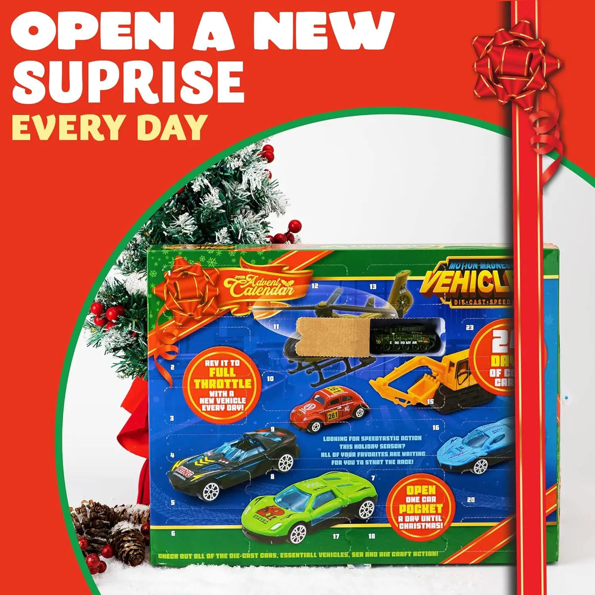 Adventskalender Fahrzeuge 24 Tage Countdown-Spielzeug Weihnachtsüberraschung für Kinder Weihnachtsgeschenk für Jungen | Sansoti