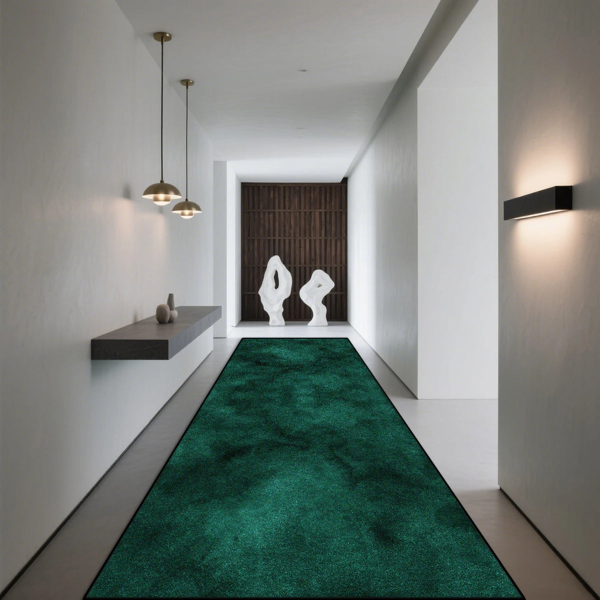 Tapis de couloir gris antidérapant en polyester, motif géométrique moderne, pour hall d’entrée, escalier et salon | Sansoti