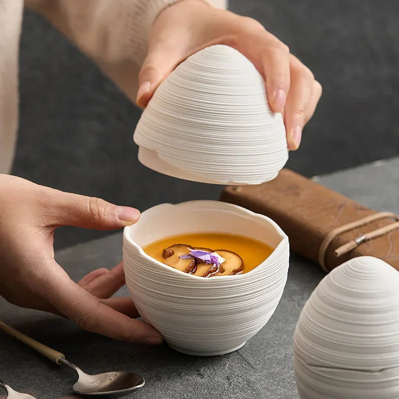 Keramische Schaal Ovaal Servies Saladekom Fruitschaal Scandinavisch Design Eiglas Vorm Handgemaakt | Sansoti