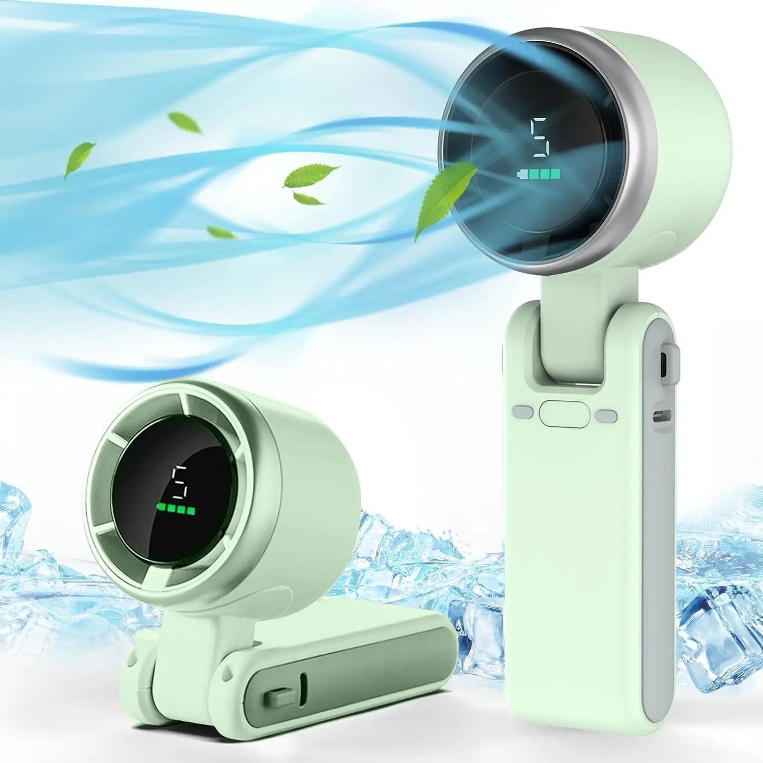 Draagbare Handheld Turboventilator 5 Snelheden Opvouwbaar Compact Reisventilator Oplaadbaar Batterij USB | Sansoti