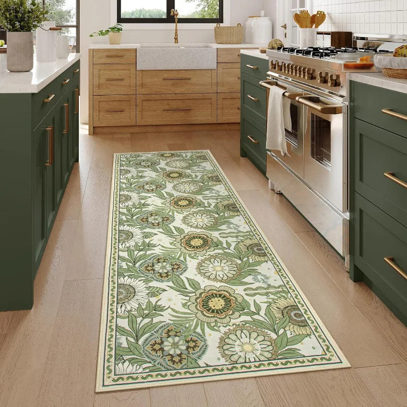 Tapis de couloir géométrique rose, chemin de table 80-500 cm antidérapant en polyester pour entrée, véranda et escaliers | Sansoti