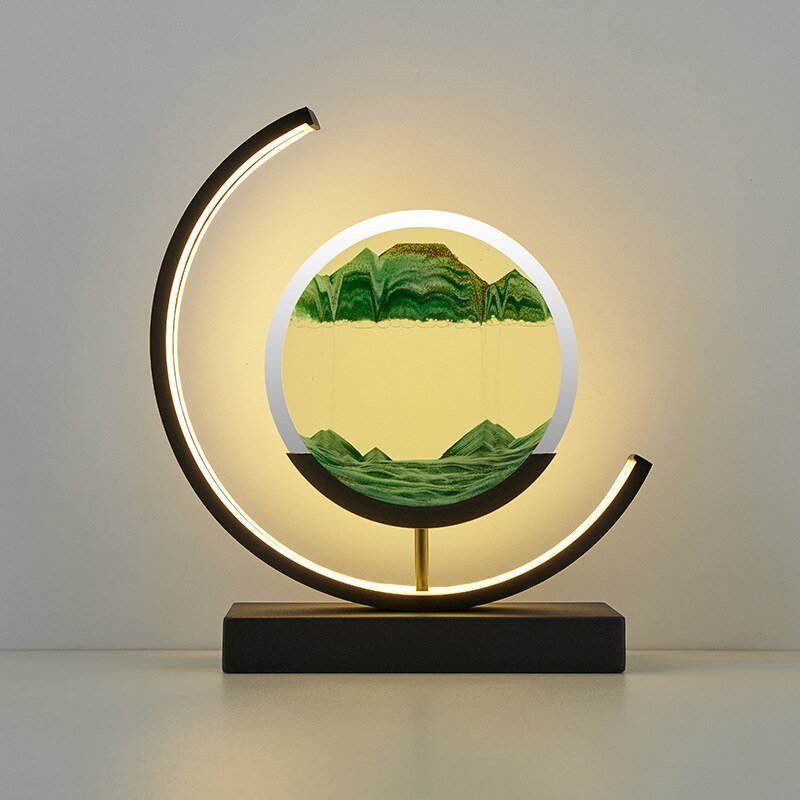 Lampe de table LED acrylique pivotante paysage de sable noir salon chambre lampe d'ambiance lampe de chevet lampe décorative | Restfield