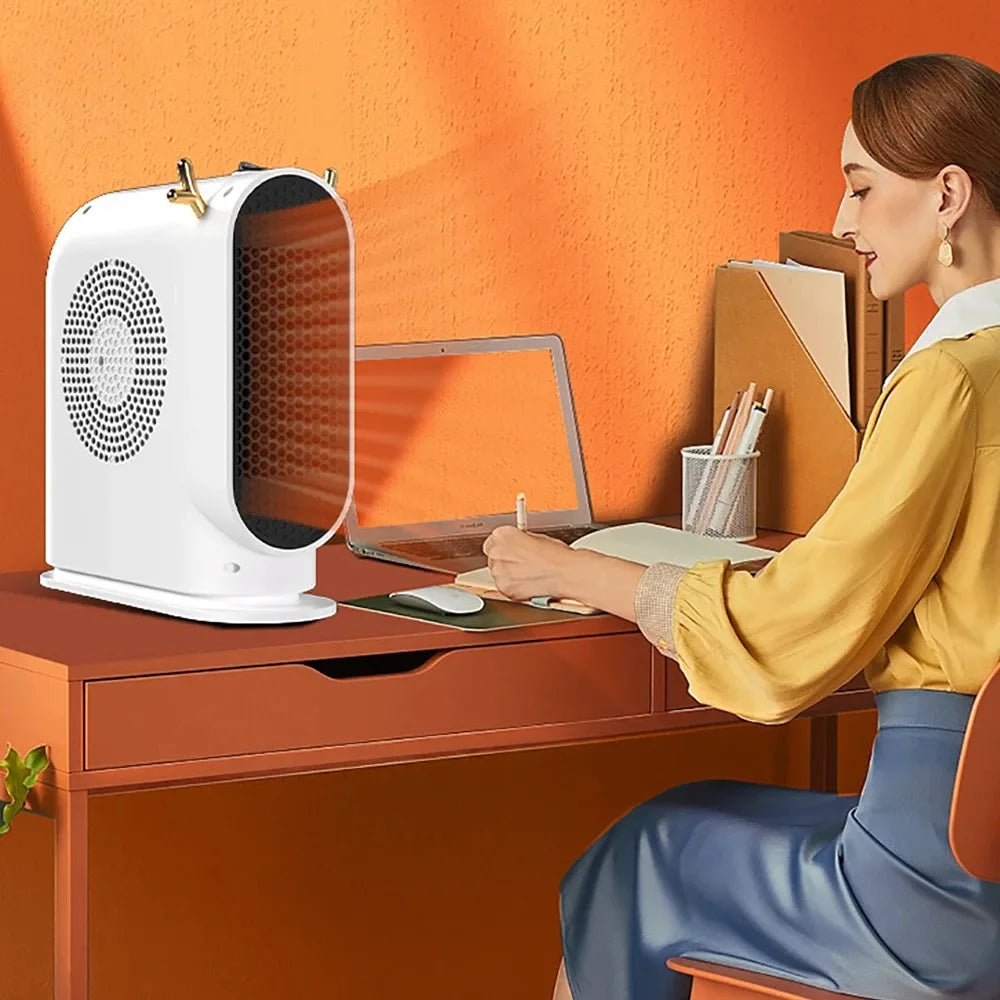 Compact 500W Electric Heater, Desk Fan Heater with Thermostat, Portable for the Bedroom | Sansoti