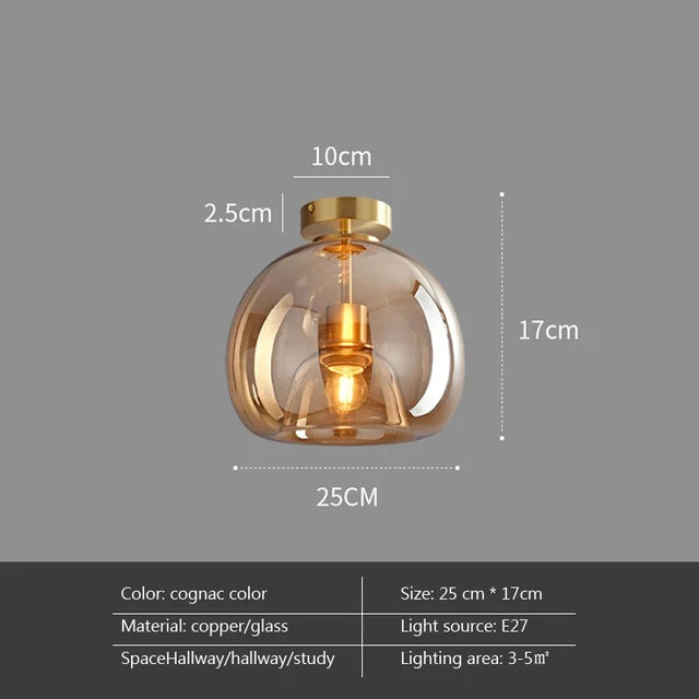Moderne LED plafondlamp van glas – design plafondverlichting met E27 fitting voor woonkamer, slaapkamer en keuken | Sansoti