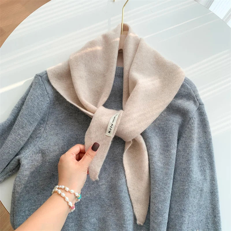 Gestricktes dreieckiges Wolltuch für Damen und Herren, Kaschmir, Winteraccessoire, lässig, elegant und bequem | Sansoti