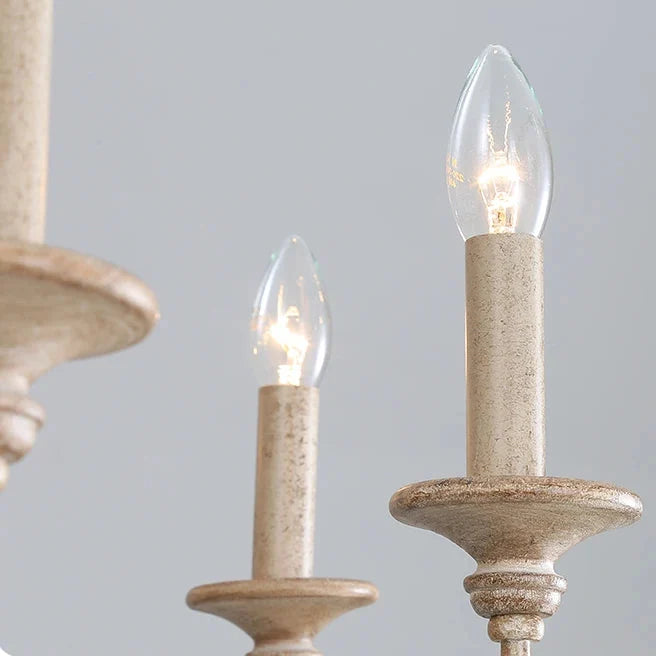 Houten Kroonluchter met Spindelvorm 5-8 Kaarslichten Eetkamer Slaapkamer Hal Rustiek Hout Landelijk Hangverlichting | Sansoti