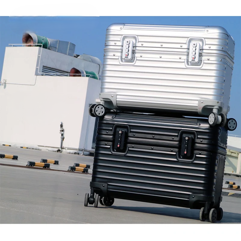 Valise rigide de voyage en aluminium-magnésium, serrure TSA, roues à 360°, bagage cabine, vacances, voyage d’affaires, trolley | Sansoti