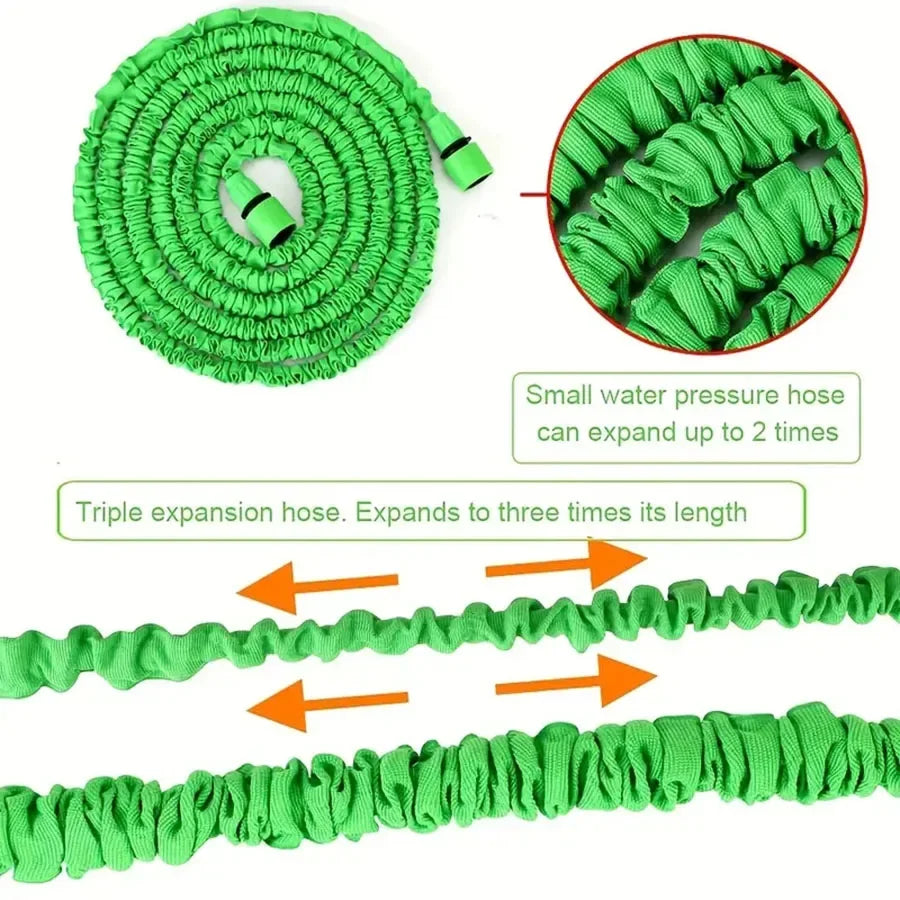 Flexibele Tuinslang Rekbaar 7,5m 15m 30m 60m 7-Functies Spuitpistool Lichtgewicht Automatisch Inkrimpen Tuin Auto Wassen Groen Zwart | Sansoti