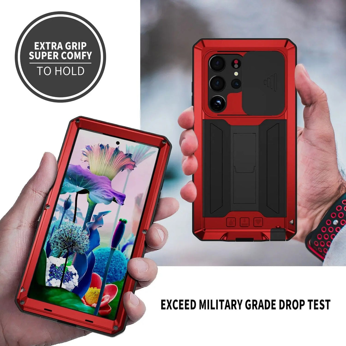 360° Aluminum TPU Shockproof Phone Case with Stand Kickstand Wireless Charging Protection | Sansoti