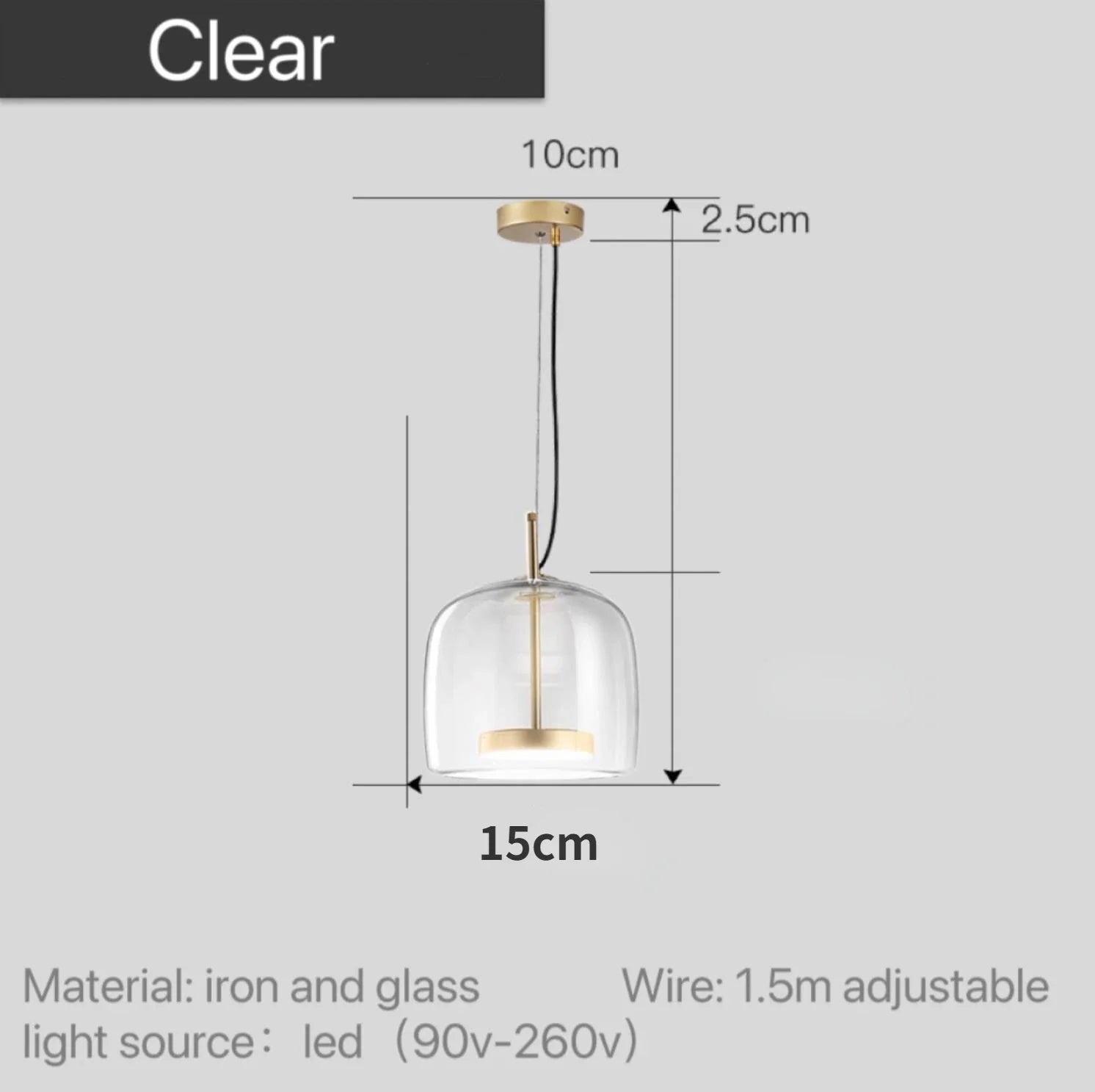 Scandinavische Glazen Hanglamp – Warm Sfeerlicht met Amber, Helder of Grijs Glas – Ø 15, 25 of 35 cm – Moderne Verlichting voor Keuken, Eetkamer en Woonkamer | Sansoti