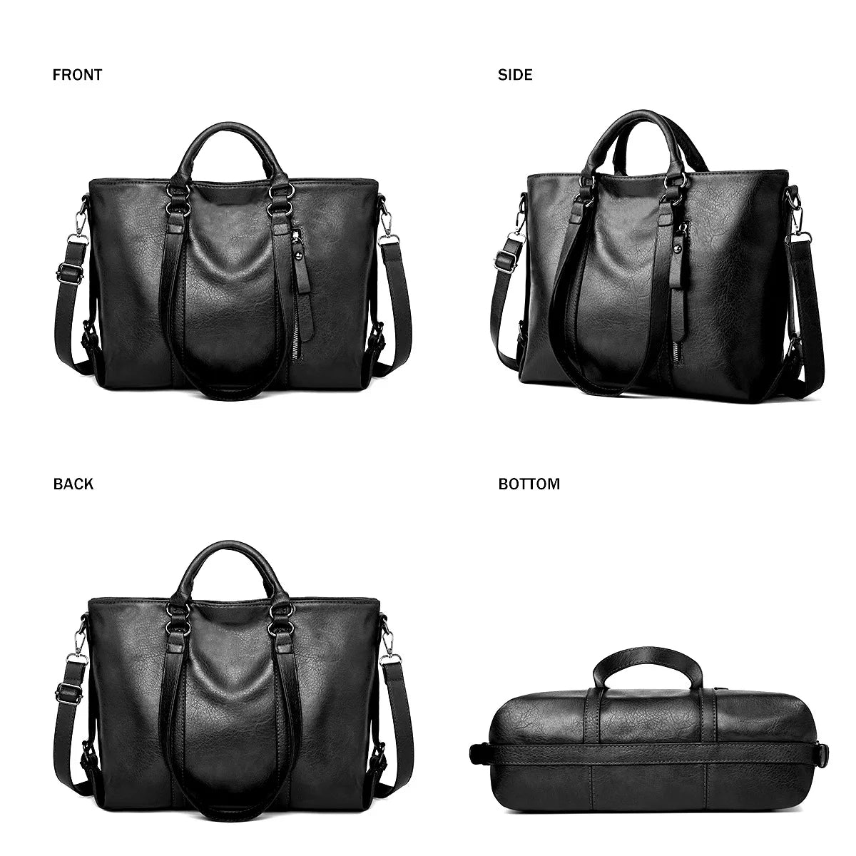 Leren Schoudertas Groot Dames Ruime Shopper Vintage Handtas Bruin Zwart Blauw Casual Dagelijks Werk Stijlvol | Sansoti