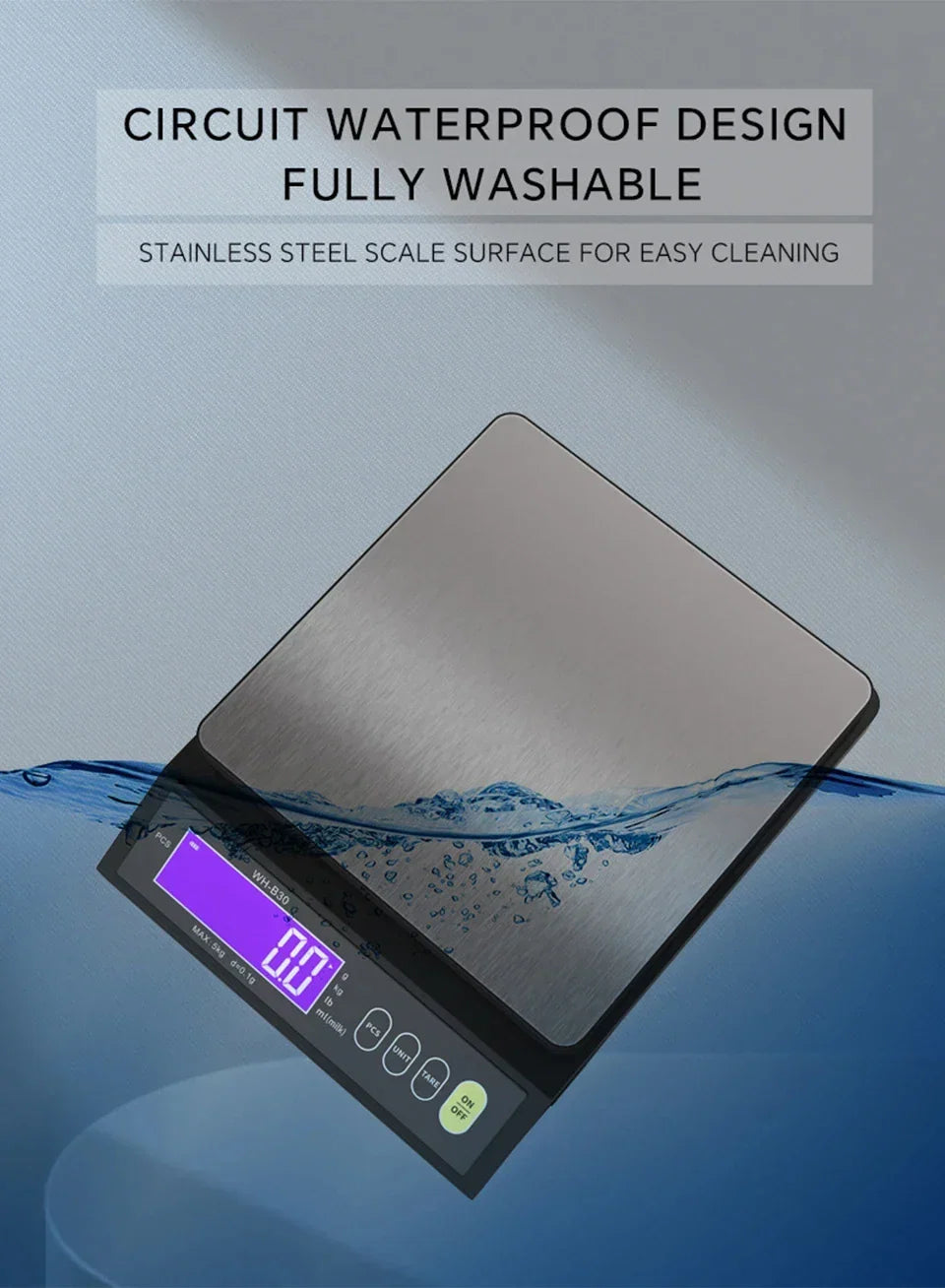 Digitale Keukenweegschaal RVS Waterdicht 10kg Precisie Bakken Koken Portioneren Oplaadbaar LCD Display | Sansoti