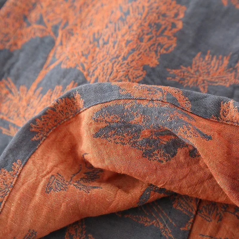 Katoenen Kimono Ochtendjas voor Mannen Lange Badjas Lichtgewicht Huisjas met V-hals Bedrukt Katoen Loungewear | Sansoti