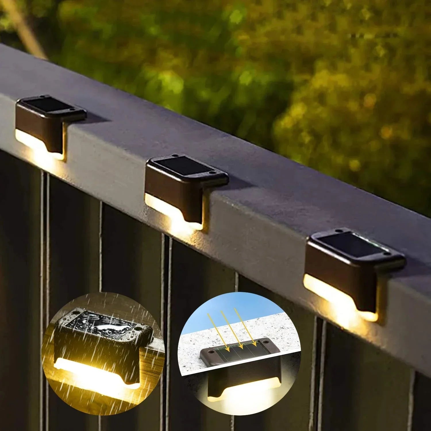 Zonnetuinlampjes Set 8 Stuks Trapverlichting Automatisch Warm of Koud Licht LED 0,5W PVC Waterdicht voor Trappen Terrassen Tuinpaden Zonne-energie Draadloos Schemeringssensor | Sansoti
