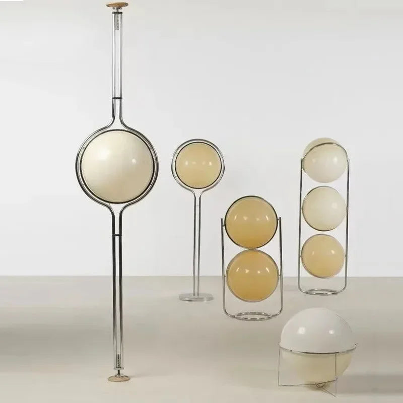Vloerlamp Bol Wit Acryl Chroom Metaal Art Deco Design E27 LED | Sansoti