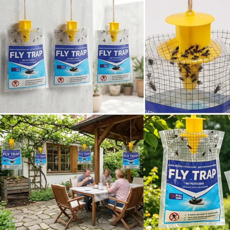 Piège à insectes suspendu pour l’extérieur avec appât naturel, piège à mouches jetable pour jardin, terrasse, balcon et camping | Sansoti