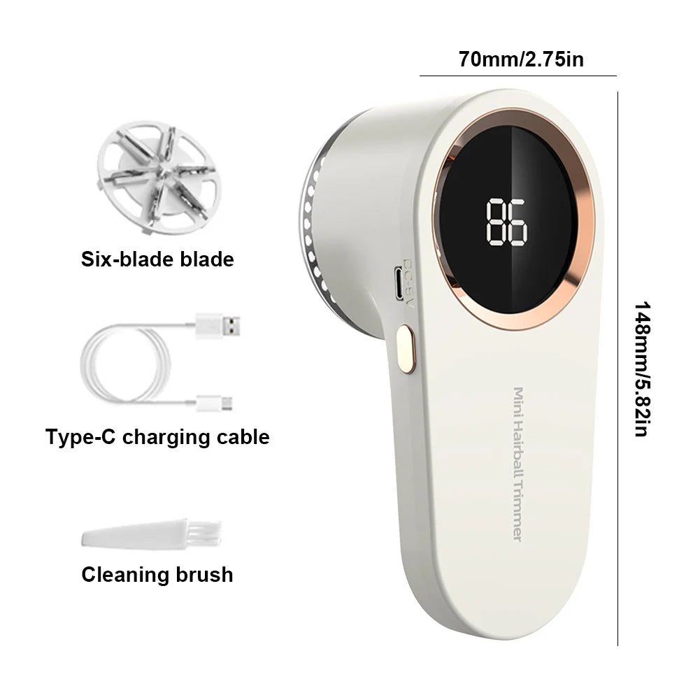 Elektrischer Fusselentferner USB Wiederaufladbar Digitalanzeige 14,8cm ABS Pullover Kleidung Pilling-Entferner Stoffrasierer | Restfield