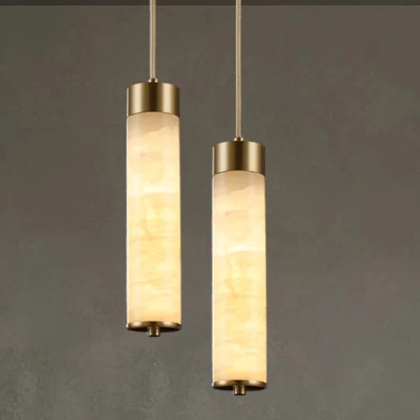 Hanglamp Natuursteen Marmer Koperkleurig LED Verlichting Slaapkamer Eetkamer Woonkamer Scandinavisch Design | Sansoti