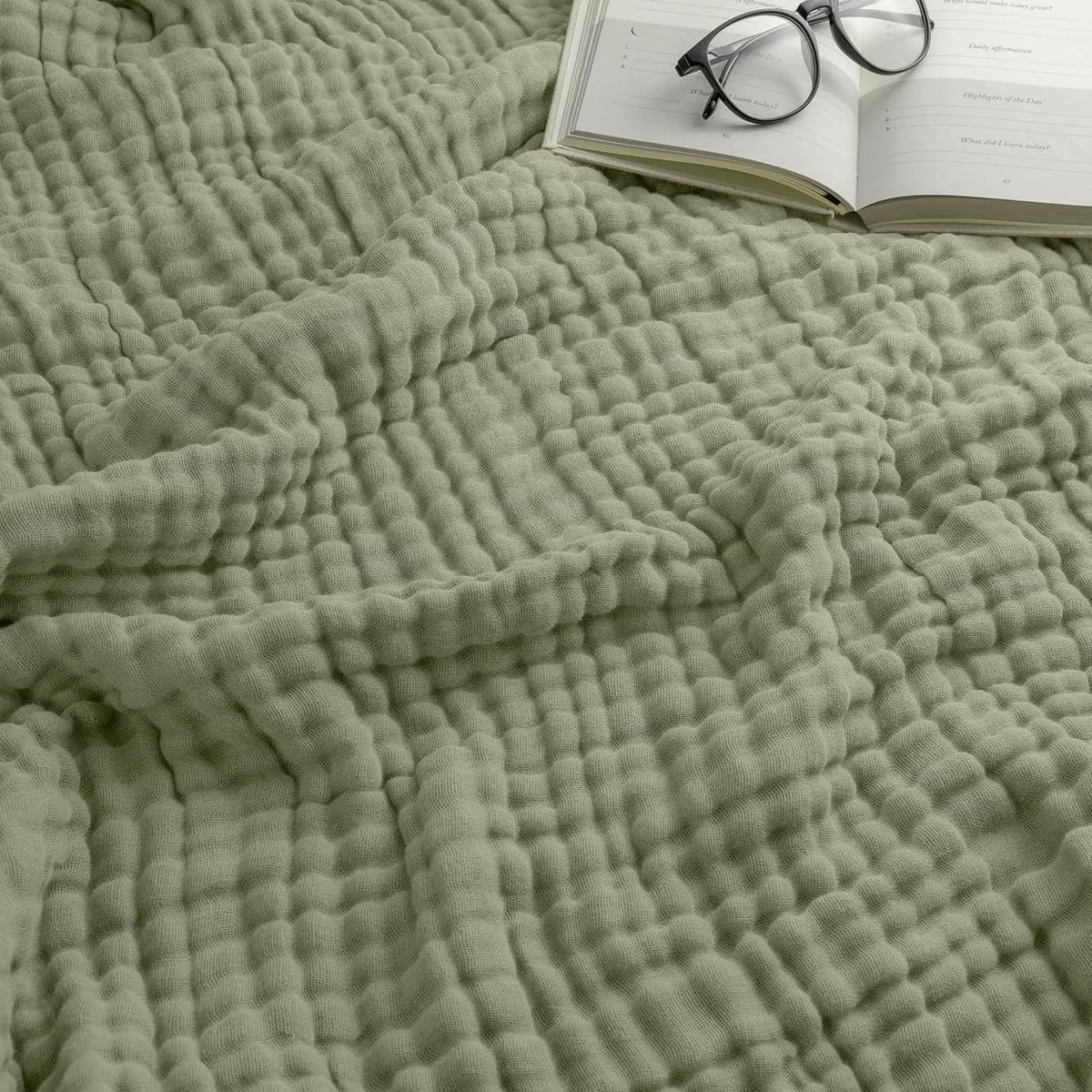 Mousseline Katoenen Plaid 150x200 cm Ademend Lichtgewicht Vierseizoenen Deken voor Bank en Bed Woonkamer | Sansoti