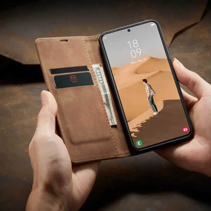 Leather Wallet Case with Card Holder for Galaxy S22 Plus Ultra - Protective Phone Case Wallet | Sansoti