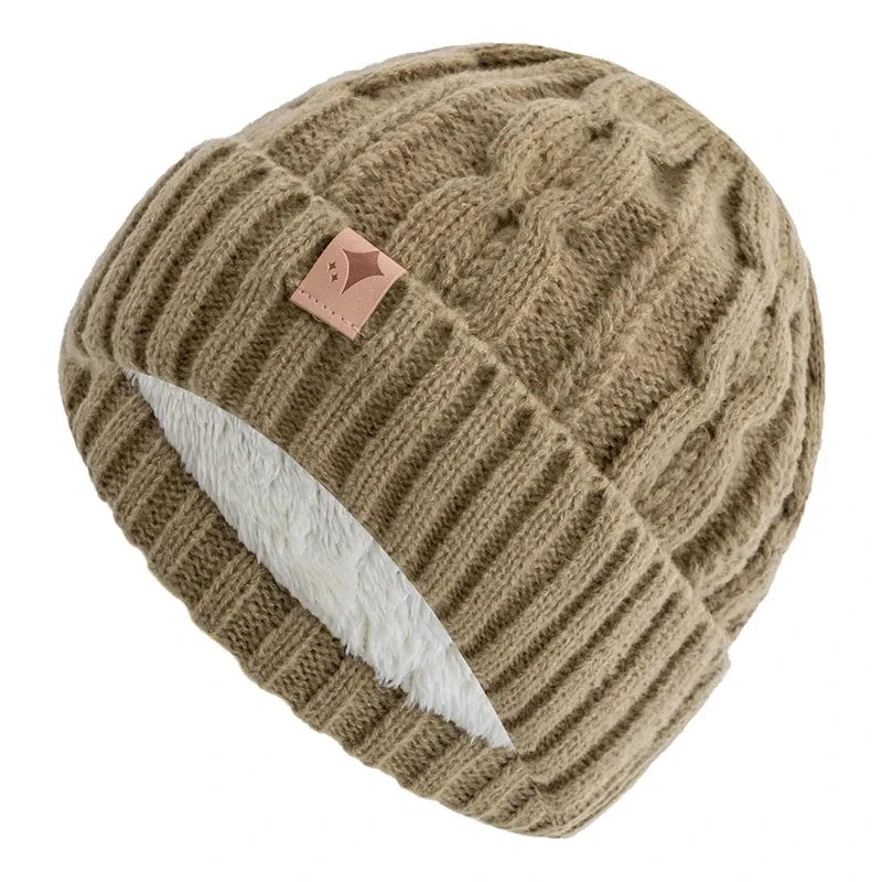 Knitted Winter Hat Unisex Soft Acrylic Beanie Star Pattern Warm Headwear 56-60cm Casual Outdoor | Sansoti