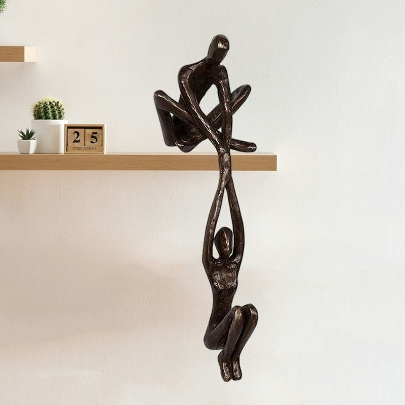 Decoratief beeld polystone 20cm zwart woonkamer sculptuur modern kunst beeld liefde verbinding | Sansoti