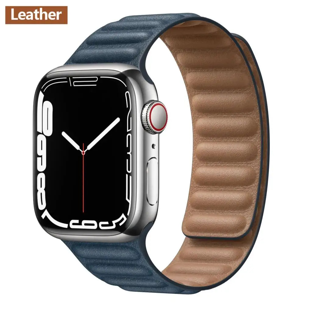 Lederarmband mit magnetischem Verschluss, 38–49 mm, verstellbares Smartwatch-Zubehör, stilvolles Armband | Sansoti