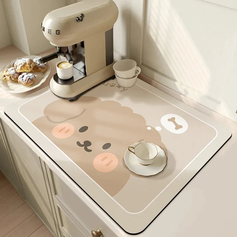 Saugfähige Küchenmatte Rutschfest 50x60cm Mikrofaser Schnelltrocknend Waschbar Hygienischer Teppich Arbeitsplatte | Sansoti