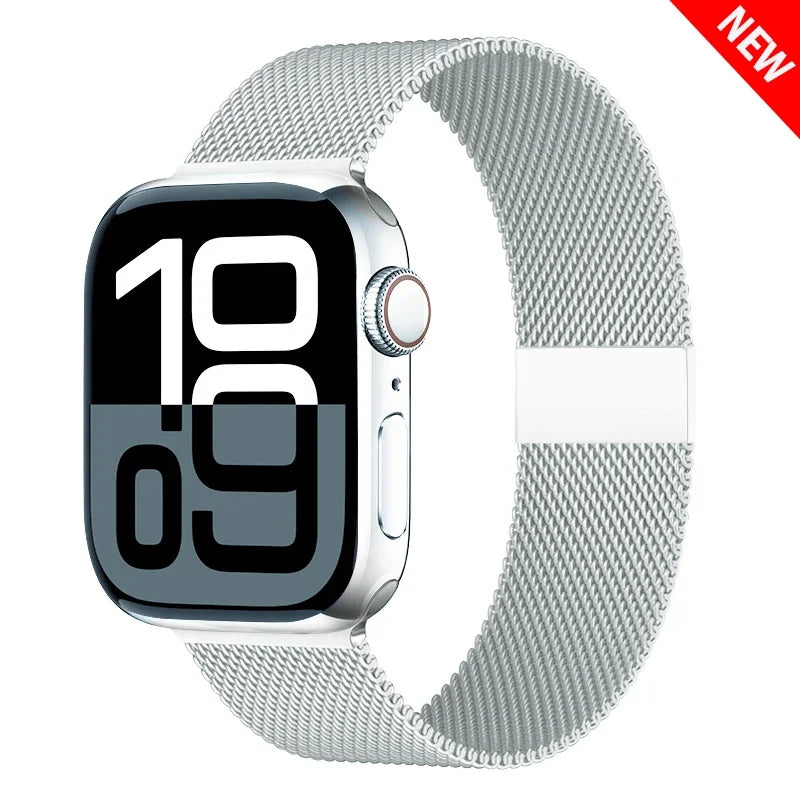 Milanaise-Mesh-Uhrenarmband Edelstahl Verstellbarer Magnetverschluss Smartwatch 38-49 mm Armband-Zubehör | Sansoti