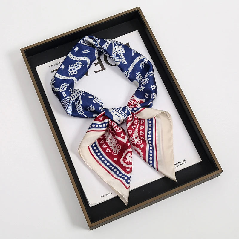 Square Satin Scarf 70x70 cm Women's Headband Neck Scarf Hijab Headband Soft Polyester Elegant Stylish | Sansoti