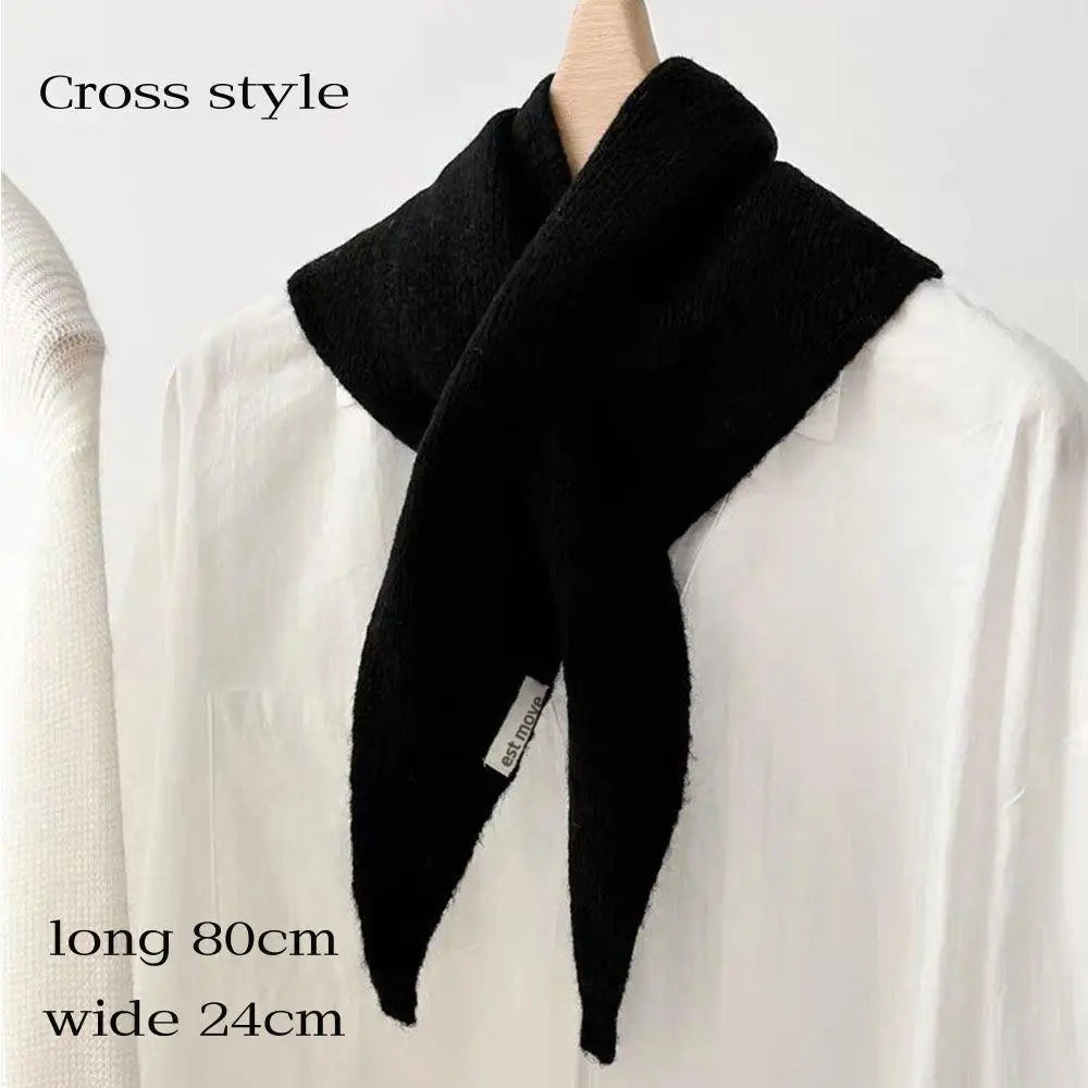 Gebreide Driehoekige Halsdoek Wol 38x105cm Wintersjaal Dames Effen Kleur Warm Omslagdoek Herfst Winter | Sansoti