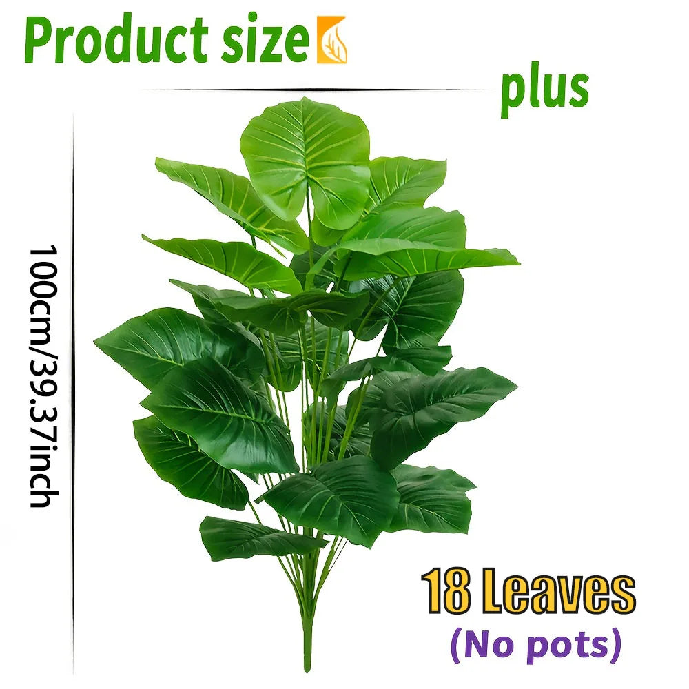 Kunstplant Buiten Taro Palm 100cm 18 Bladeren Woonkamer Buiten Nep Plant Grote Kunstboom Tropisch Interieur Decoratie | Sansoti