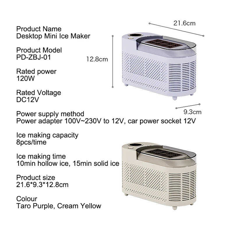 Machine à Glace Compacte Automatique ABS Aluminium 120W Portable Maison Bureau Camping Fabricant de Glaçons Mini Bureau Machine à Glaçons Rapide | Restfield