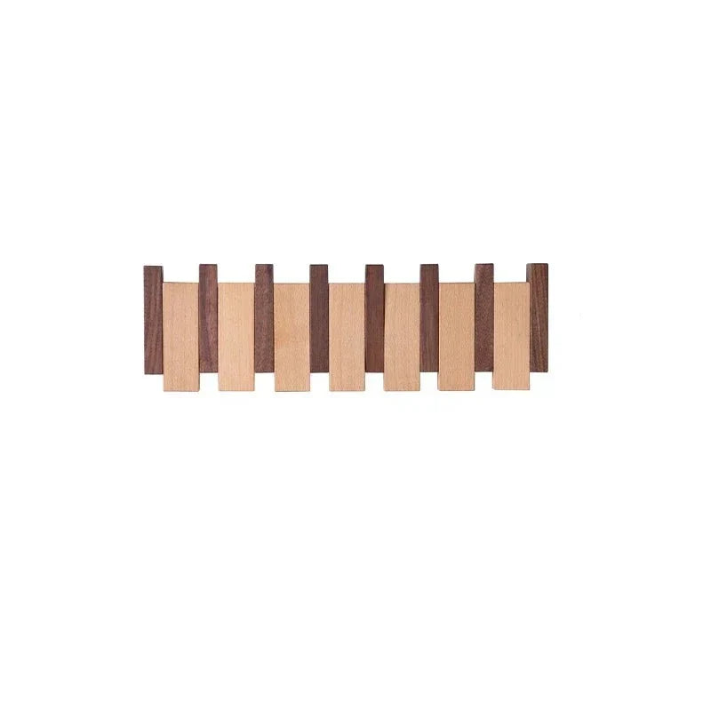 Magnetische Wandkapstok Beuken & Walnoot – Inklapbare Haken Duurzaam FSC-Hout Smal Design Hal Entree Slaapkamer Scandinavisch | Sansoti
