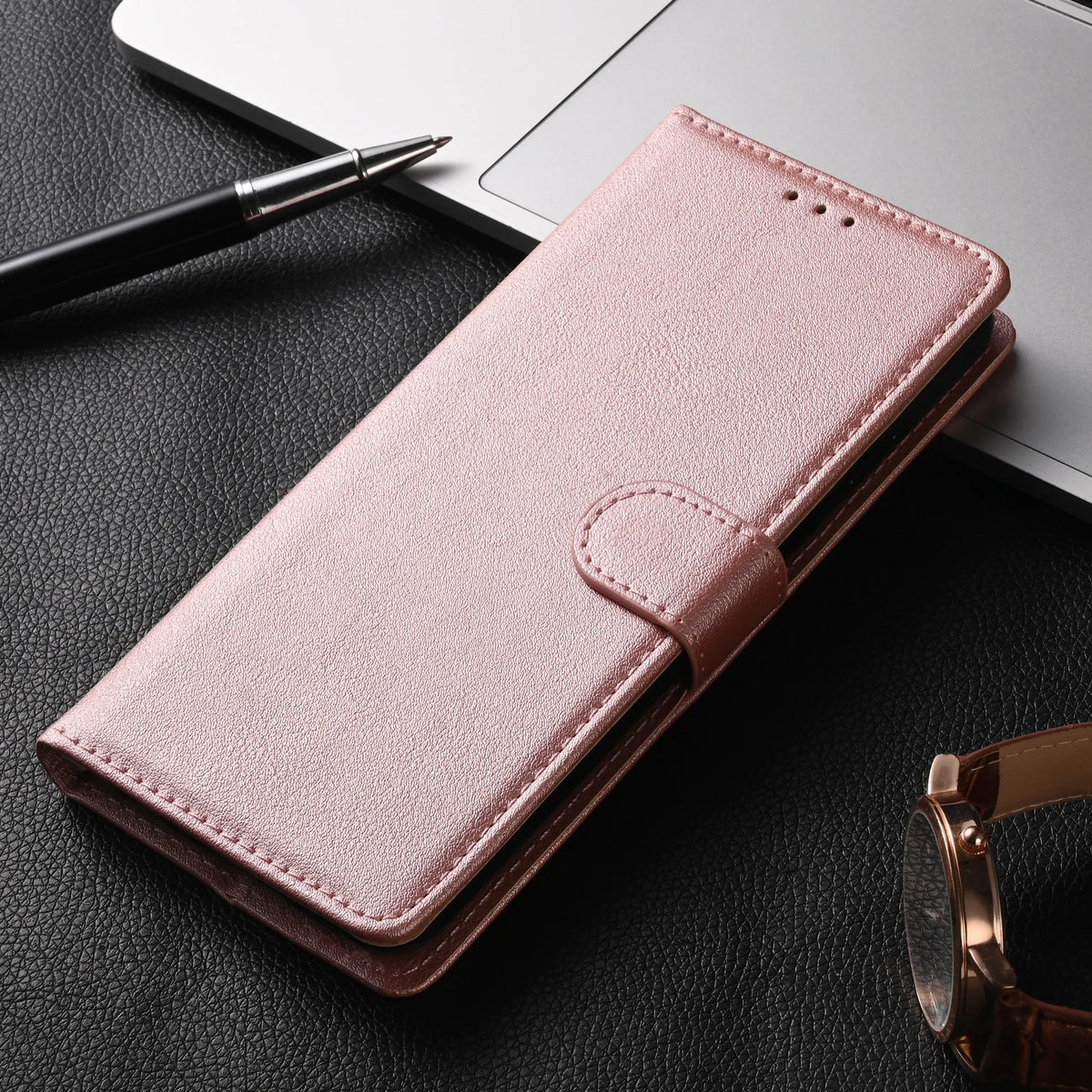 Lederen Telefoonhoes met Pasjeshouder Multifunctioneel Flip Design Magnetische Sluiting Beschermend Stijlvol | Sansoti