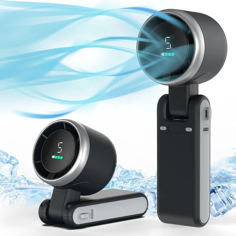 Draagbare Handheld Turboventilator 5 Snelheden Opvouwbaar Compact Reisventilator Oplaadbaar Batterij USB | Sansoti
