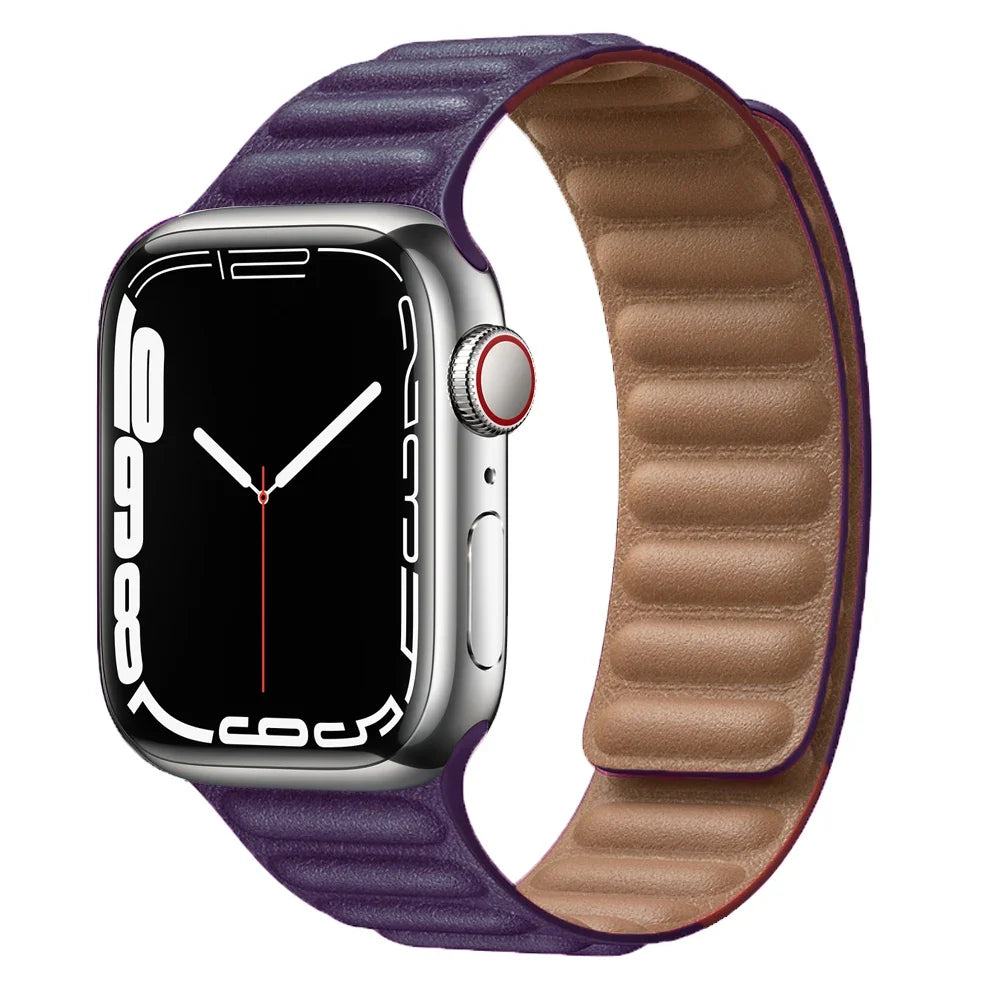 Lederarmband mit magnetischem Verschluss, 38–49 mm, verstellbares Smartwatch-Zubehör, stilvolles Armband | Sansoti