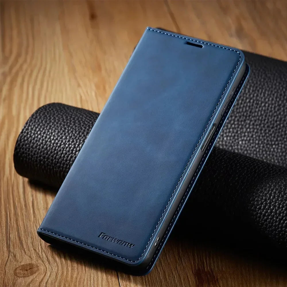 Magnetische Lederen Telefoonhoes Samsung – Stijlvolle Bescherming met Flip-Cover en Kaarthouder | Sansoti