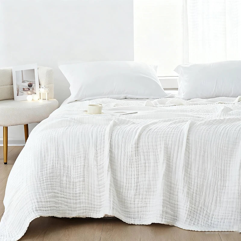 Gauze Blanket 100% Cotton Six-Layer Woven Blanket Breathable Lightweight Summer Blanket Bed Sofa Throw for Adults | Sansoti