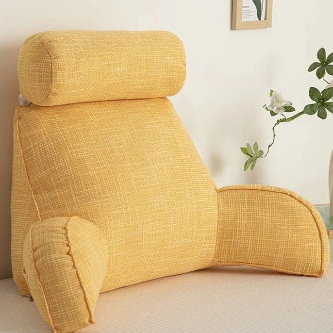 Coussin ergonomique de soutien dorsal avec appuie-tête réglable et housse en coton amovible pour un confort d’assise optimal à la maison | Sansoti
