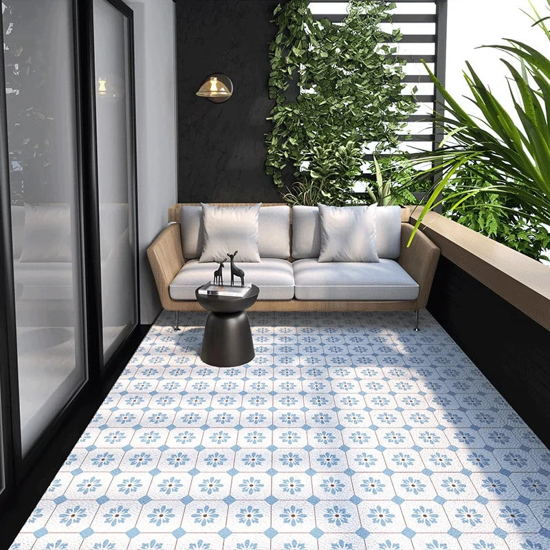 Tapis de sol en PVC aspect cuir antidérapant pour cuisine, balcon ou salon, motif géométrique, design moderne | Sansoti