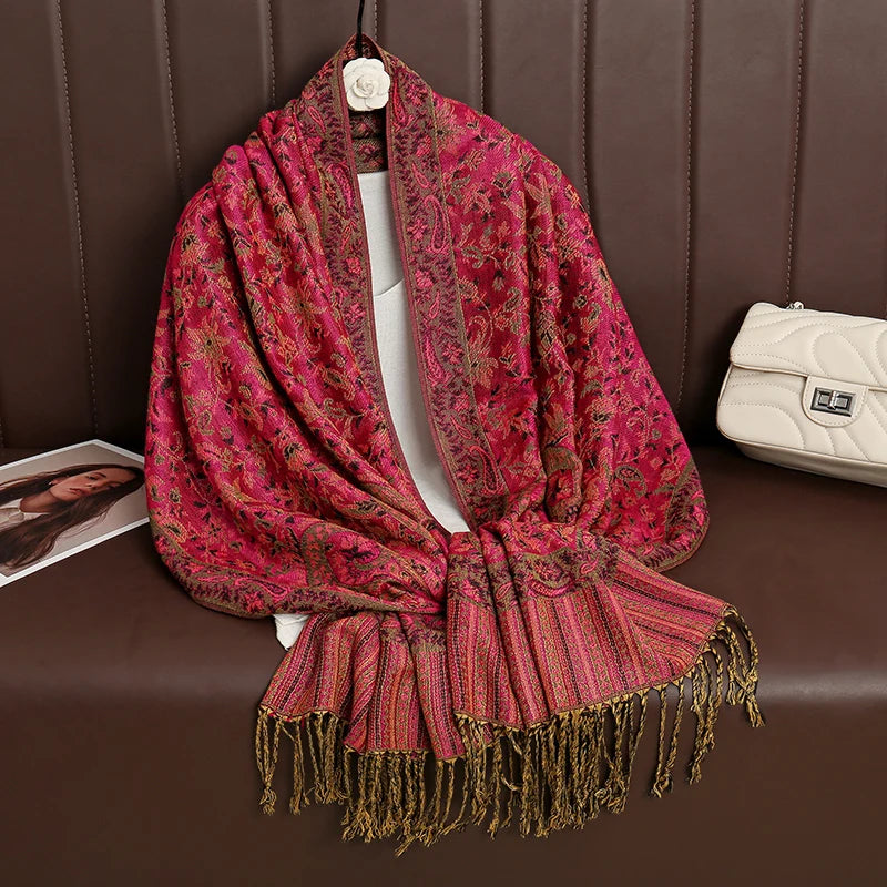Pashmina Wrap Cashmere-look Women's 70x190cm Soft Winter Scarf Four Seasons Warm Foulard Elegant Scarf | Sansoti